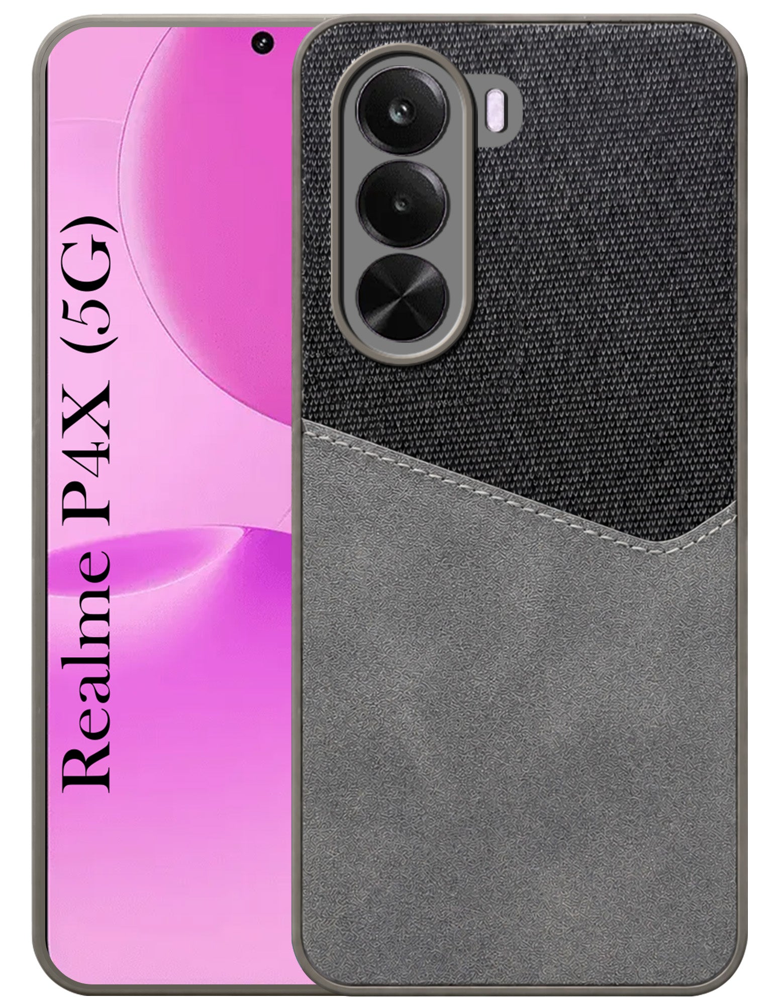 For Realme P4x Back Cover Case (Dual PU Leather Stitch | Professional Minimalist | Soft and Flexible)