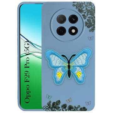 For Oppo F29 Pro Back Cover Case (Soft Butterfly Embroidery | Women Teen Girls | Camera Protection| Matte Silicone)