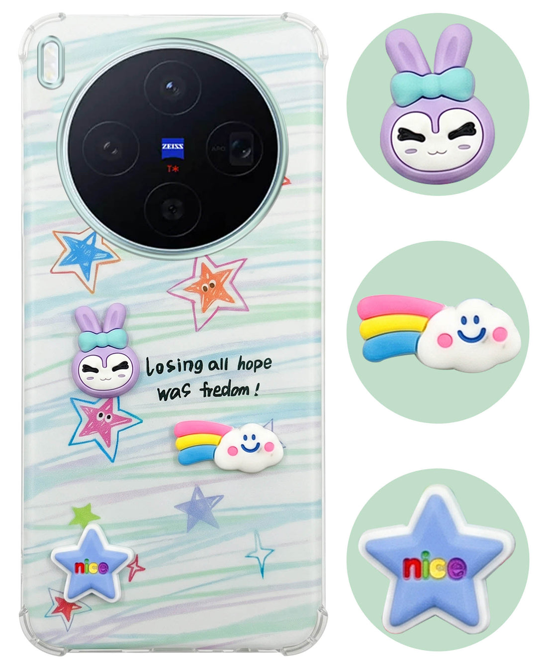 For Vivo X300 5G Back Cover Case (3D Cute Cartoons | Hard Back Side Soft | Matte Premium Finish | HD Printing)