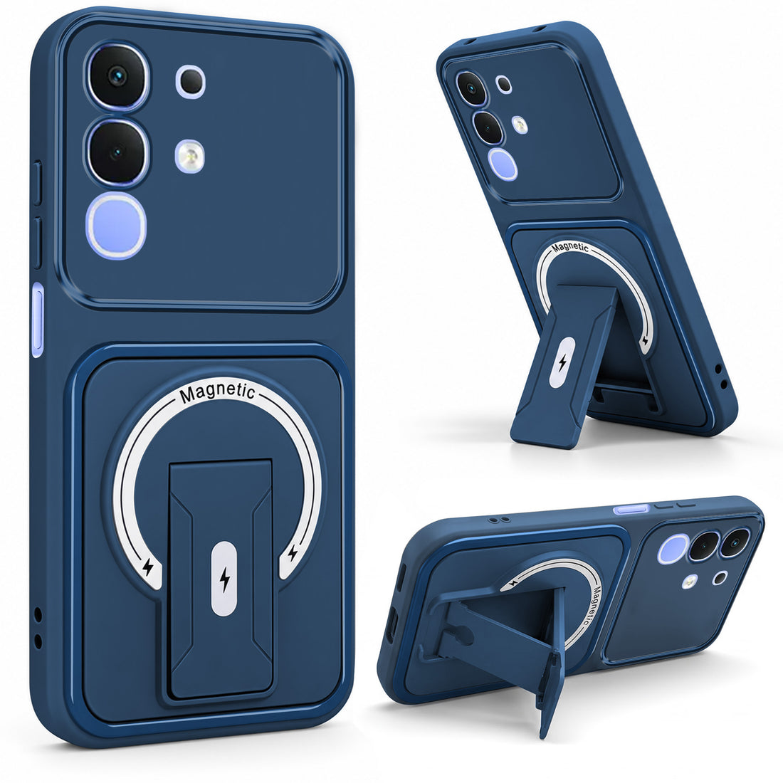 For Vivo iQOO Z10x Back Case Cover Metallic (Hybrid Armor Kickstand | MagSafe Compatible | Camera Protection Shockproof)