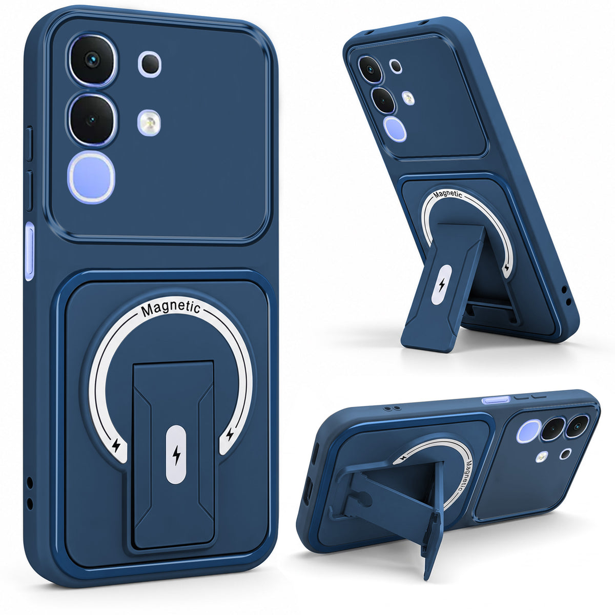 For Vivo iQOO Z10x Back Case Cover Metallic (Hybrid Armor Kickstand | MagSafe Compatible | Camera Protection Shockproof)