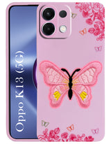 For Oppo K13 Back Cover Case (Soft Butterfly Embroidery | Women Teen Girls | Camera Protection| Matte Silicone)