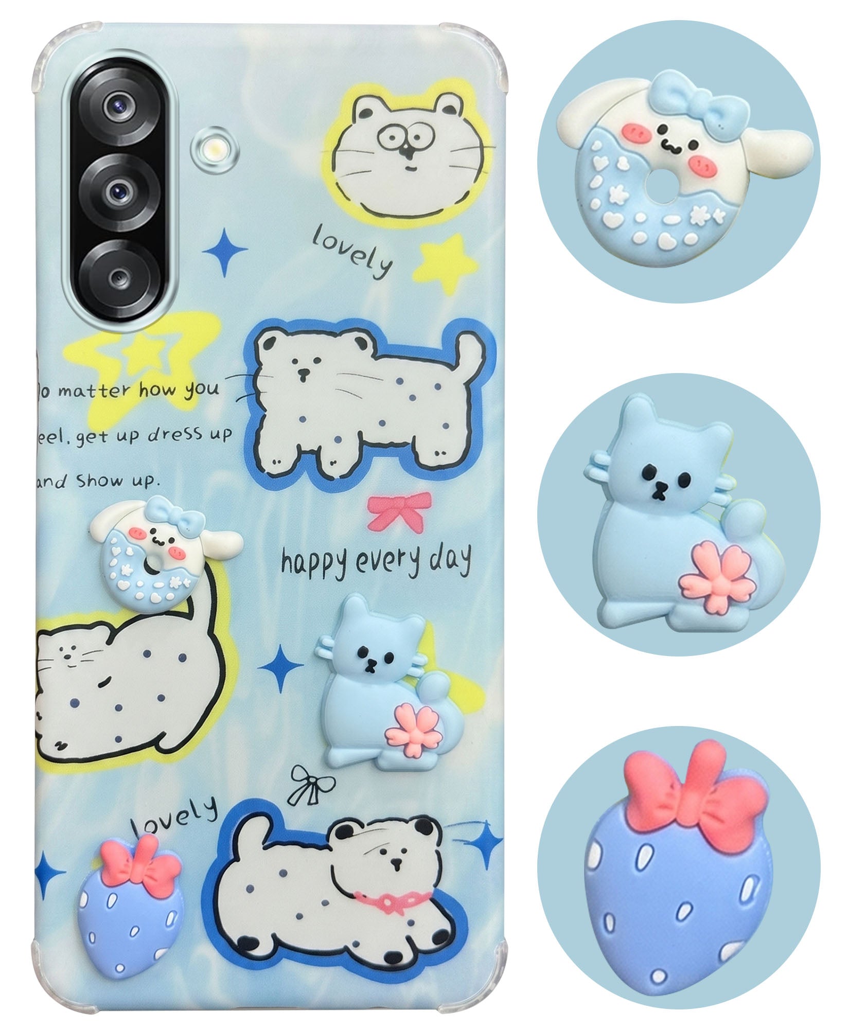 For Samsung Galaxy A26 5G Back Cover Case (3D Cute Cartoons | Hard Back Side Soft | Matte Premium Finish | HD Printing)