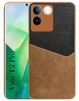 For Vivo T2 Pro Back Cover Case (Dual PU Leather Stitch | Professional Minimalist | Soft and Flexible)
