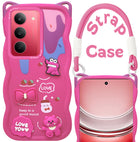 For Realme 14X Back Case Cover Strap(3D embossed Figures | Strap Holder | 360* Soft Cushion with Camera Bump)