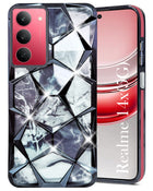 For Realme 14X Back Cover Case Girls (Dual Design Glitter Sparkle and Detachable Diamond Print Case | Soft and Flexible)