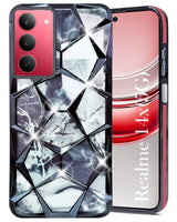 For Realme 14X Back Cover Case Girls (Dual Design Glitter Sparkle and Detachable Diamond Print Case | Soft and Flexible)