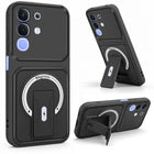 For Vivo iQOO Z10x Back Case Cover Metallic (Hybrid Armor Kickstand | MagSafe Compatible | Camera Protection Shockproof)