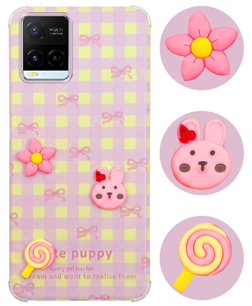 For Vivo Y21e | Vivo Y21A | Vivo Y32 Back Cover Case (3D Cute Cartoons | Hard Back Side Soft | Matte Premium Finish | HD Printing)