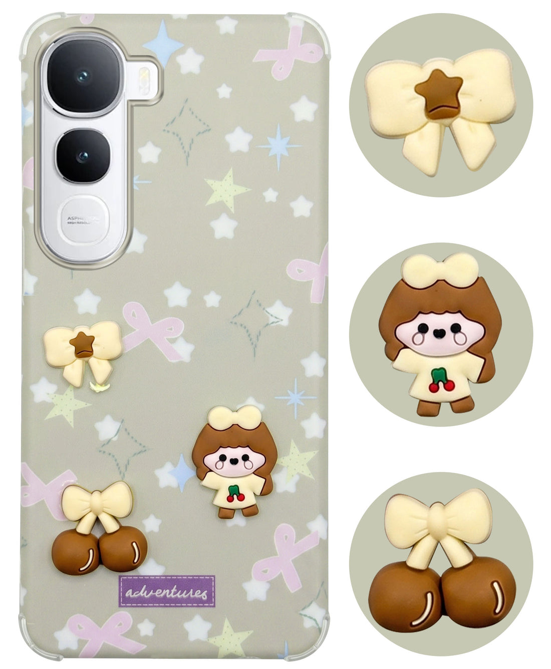 For Vivo Y400 Back Cover Case (3D Cute Cartoons | Hard Back Side Soft | Matte Premium Finish | HD Printing)