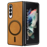 For Samsung Galaxy Z Fold 3 5G Back Cover Case (MagSafe Wireless Charging Compatible | Sleek Leather Finish | Inside Microfiber Cloth)