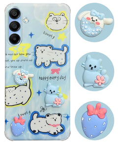 For Samsung Galaxy A15 5G Back Cover Case (3D Cute Cartoons | Hard Back Side Soft | Matte Premium Finish | HD Printing)