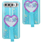 For Realme 16 Back Cover Case (3D Cute Heart Strap Holder | Camera Protection | Designer Girls Print)
