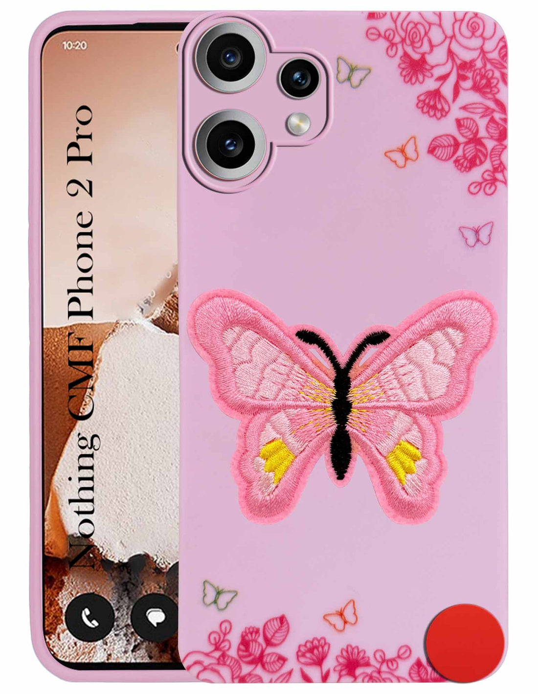 For Nothing CMF Phone 2 Pro Back Cover Case (Soft Butterfly Embroidery | Women Teen Girls | Camera Protection| Matte Silicone)
