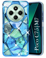For Poco C75 | Poco M7 Back Cover Case ( Dual Design Glitter Sparkle and Detachable Diamond Print Case | Soft and Flexible)