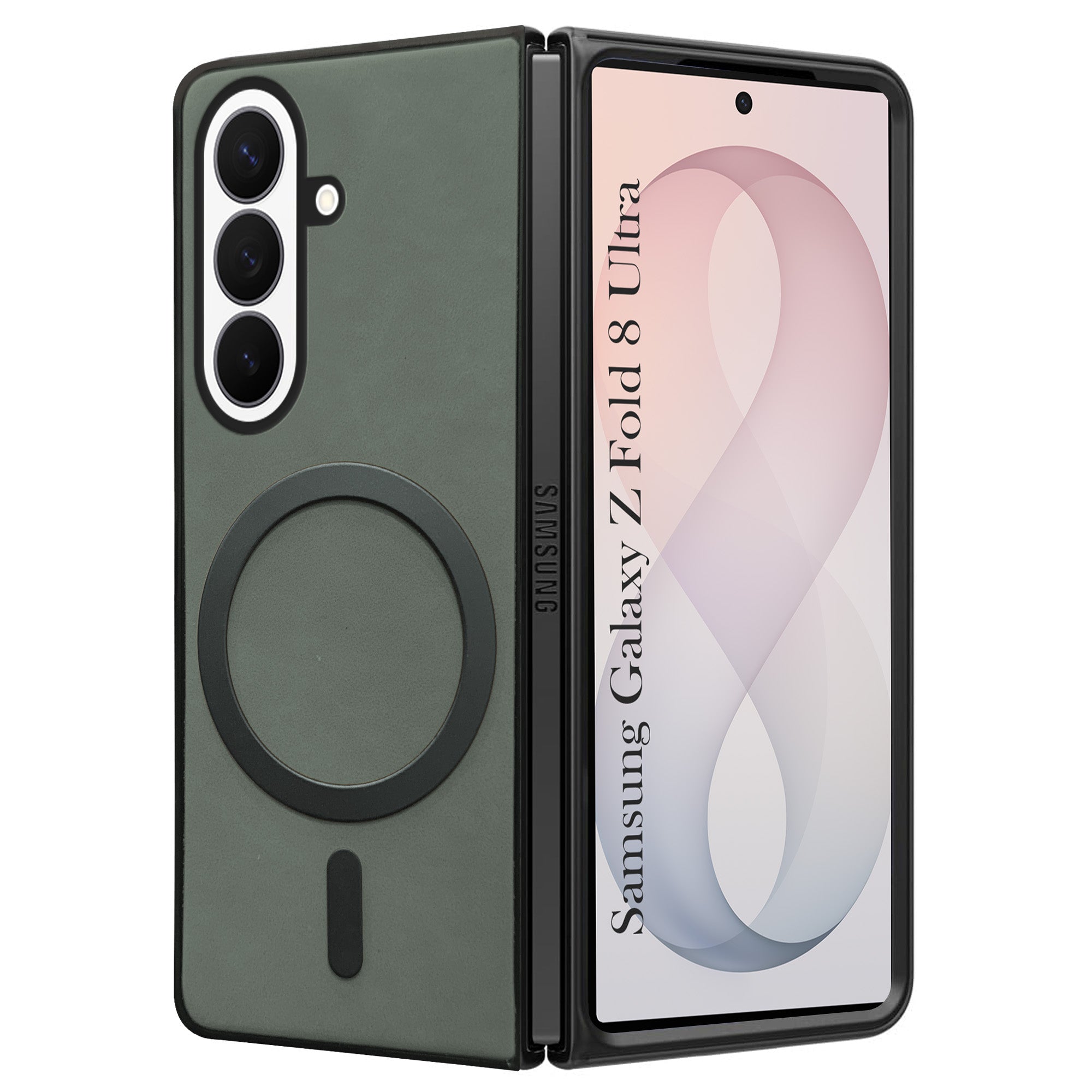 For Samsung Galaxy Z Fold 8 Ultra Back Cover Case Leather Finish (MagSafe Wireless Charging Compatible | Inside Microfiber Cloth)
