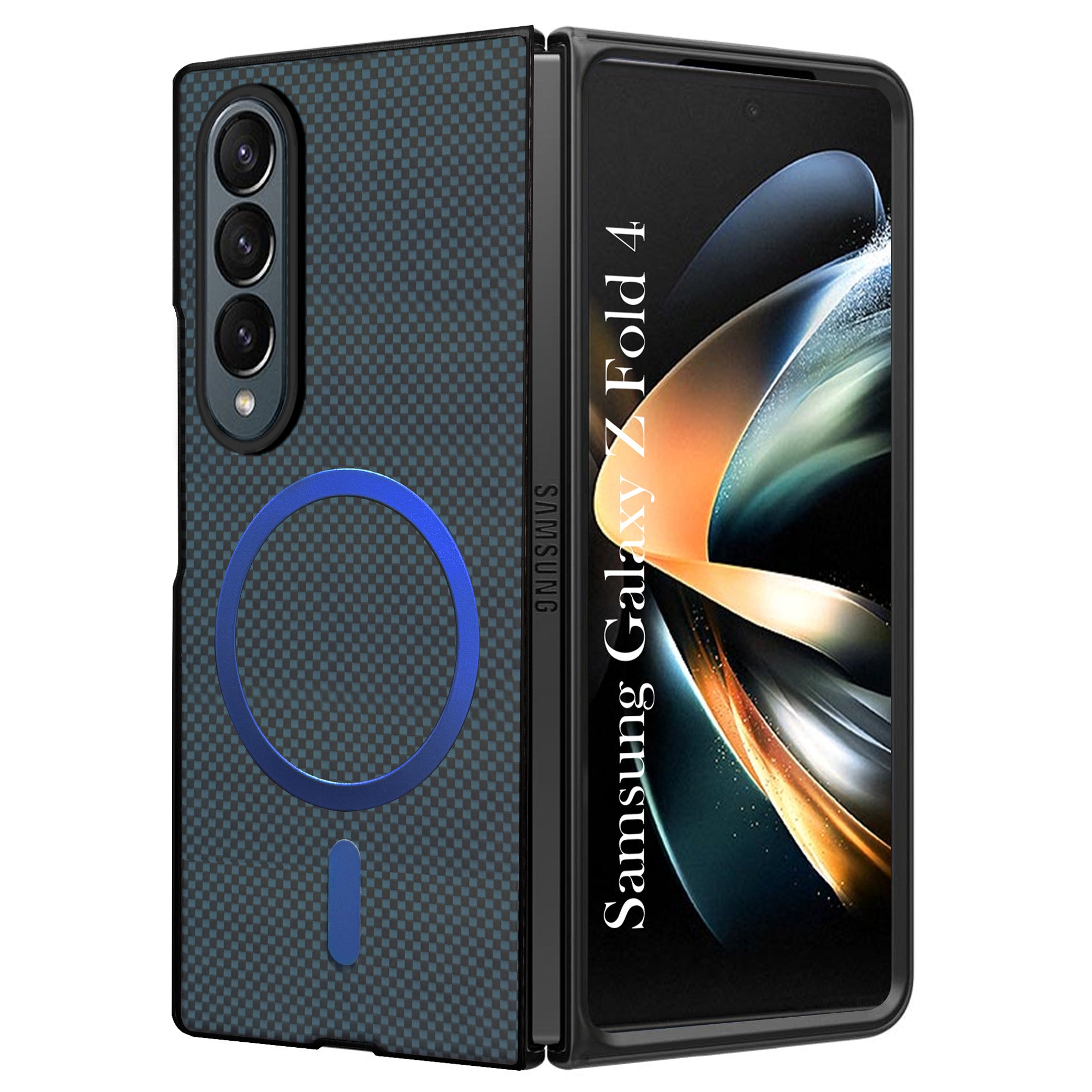 For Samsung Galaxy Z Fold 4 5G Back Cover Case (MagSafe Wireless Charging Compatible | Hexa Leather Finish | Inside Microfiber Cloth)