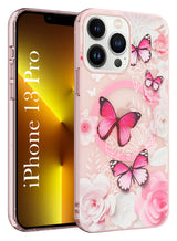 For Apple iPhone 13 Pro Back Cover Case  (Cute Floral Design | Flower Print for Girls | MagSafe Compatible Wireless Charging)