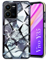 For Vivo Y35 Back Cover Case (Dual Design Glitter Sparkle and Detachable Diamond Print Case | Soft and Flexible)