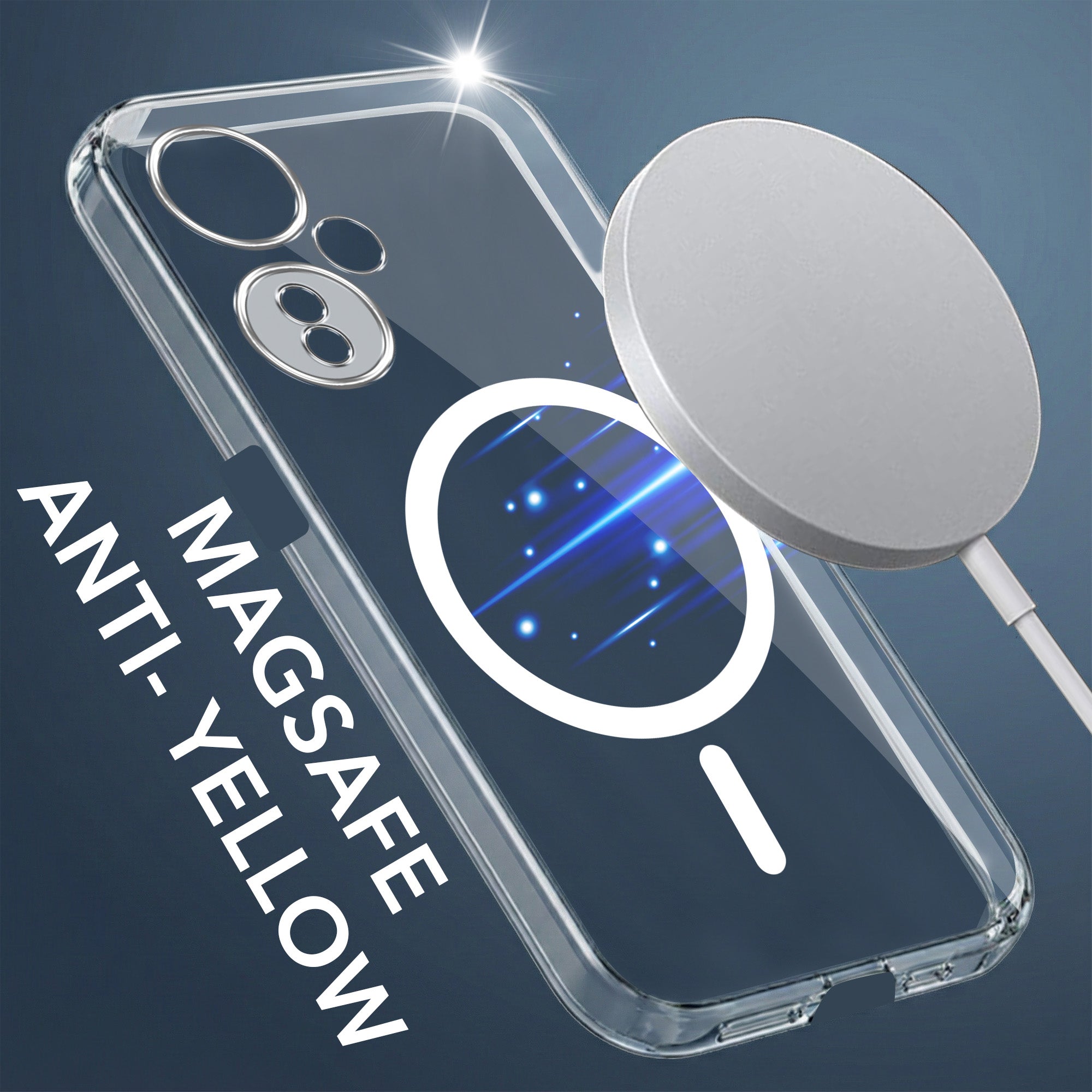For OnePlus Nord CE 3 Lite Back Cover Case Lifetime Anti-Yellow MagSafe Compatible Clear (Sleek Hard Crystal | Shockproof and Camera Protection)