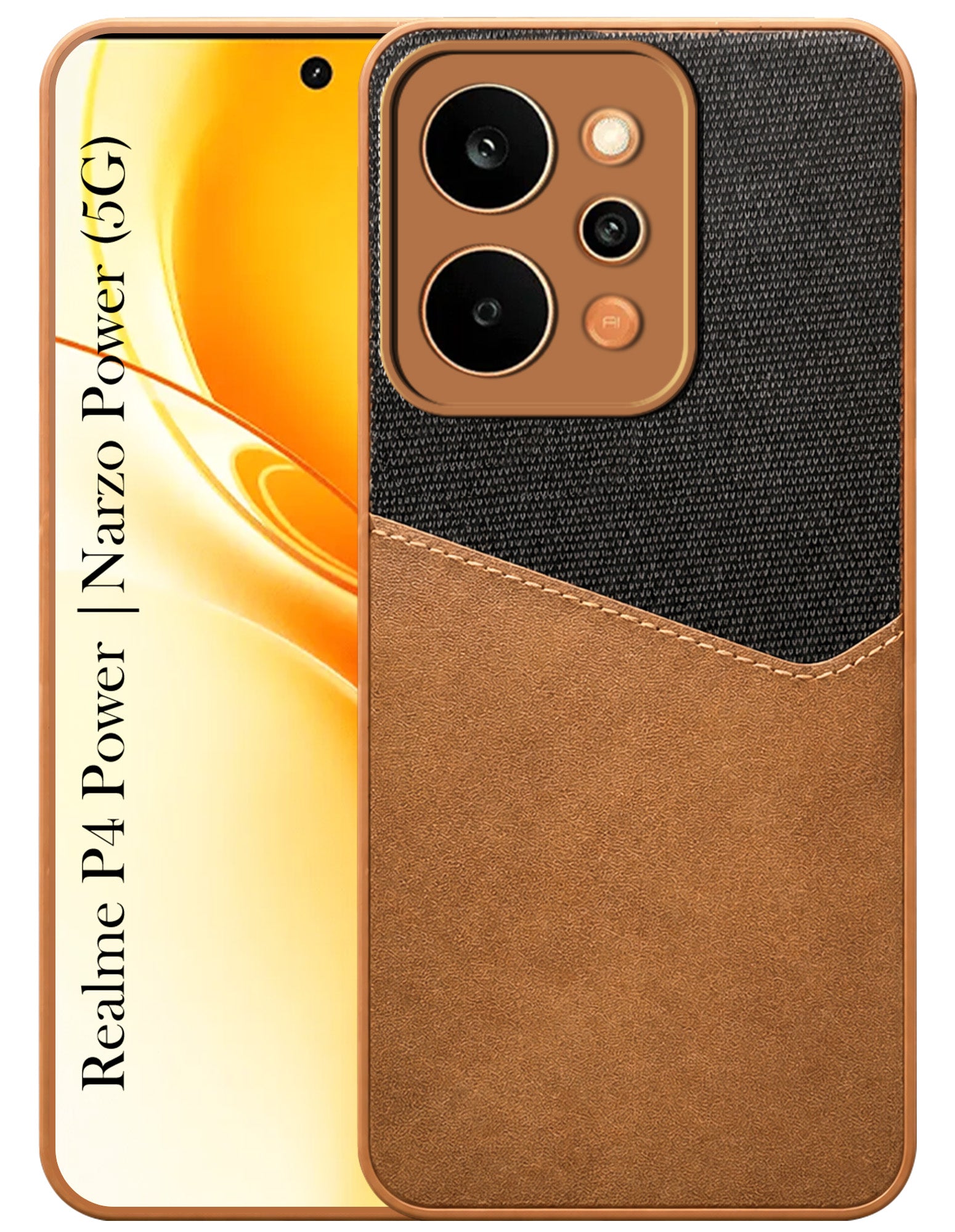 For Realme P4 Power 5G | Realme Narzo Power Back Cover Case (Dual PU Leather Stitch | Professional Minimalist | Soft and Flexible)