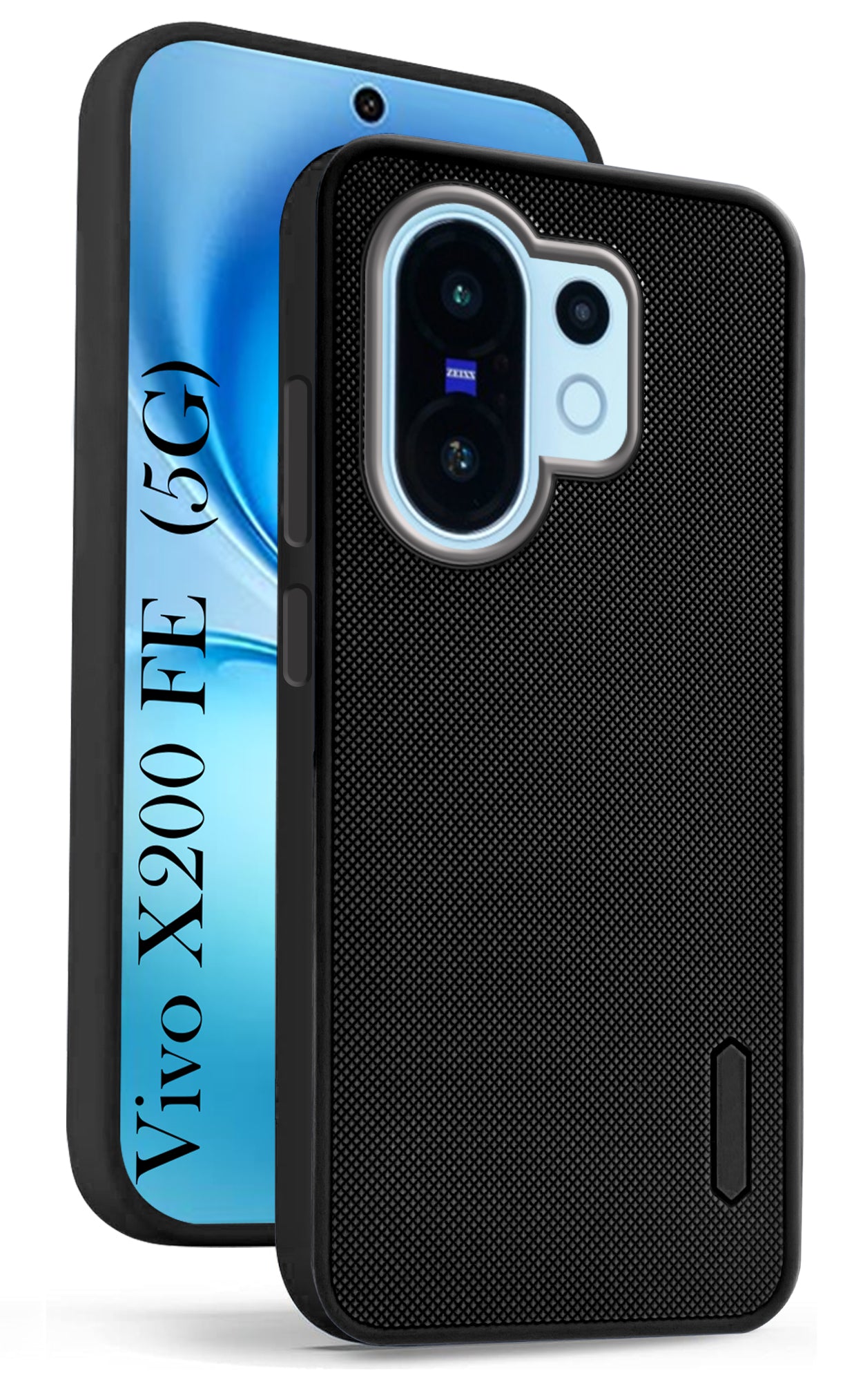 For Vivo X200 FE Back Cover Case (Textured Grip Design | Micro-Fiber Cloth Inside | Slim and Light Weight | Soft Touch and Feel | Black)