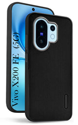 For Vivo X200 FE Back Cover Case (Textured Grip Design | Micro-Fiber Cloth Inside | Slim and Light Weight | Soft Touch and Feel | Black)