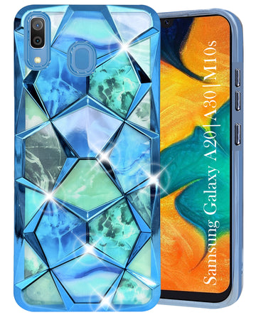 For Samsung Galaxy A20 | Galaxy A30 | Galaxy M10s Back Cover Case ( Dual Design Glitter Sparkle and Detachable Diamond Print Case | Soft and Flexible)