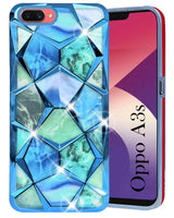 For Oppo A3s Back Cover Case (Dual Design Glitter Sparkle and Detachable Diamond Print Case | Soft and Flexible)