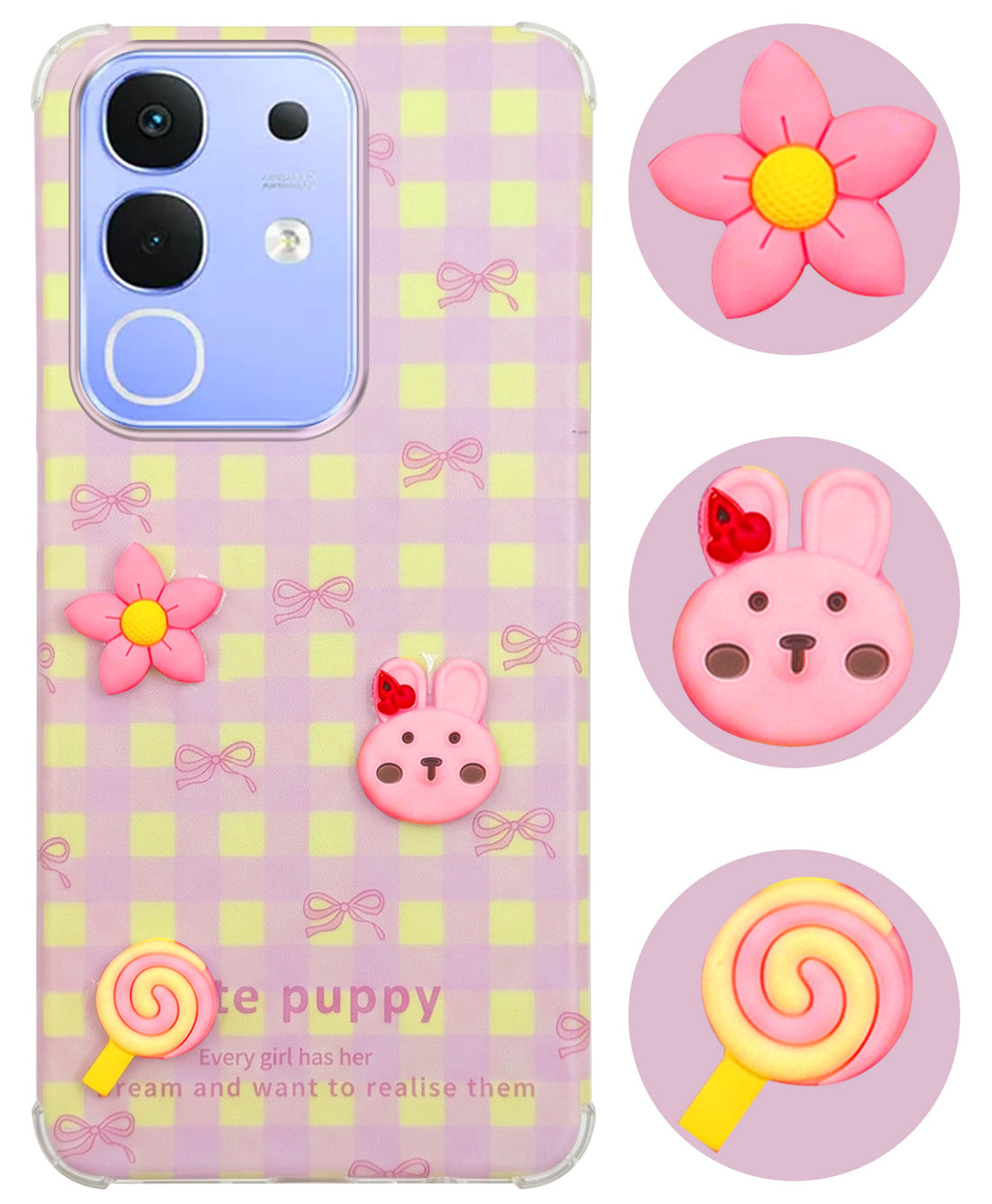 For Vivo iQOO Z10x Back Cover Case (3D Cute Cartoons | Hard Back Side Soft | Matte Premium Finish | HD Printing)