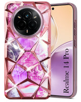 For Realme 14 Pro Back Cover Case (Dual Design Glitter Sparkle and Detachable Diamond Print Case | Soft and Flexible)