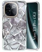 For Vivo T3 Pro Back Cover Case ( Dual Design Glitter Sparkle and Detachable Diamond Print Case | Soft and Flexible)