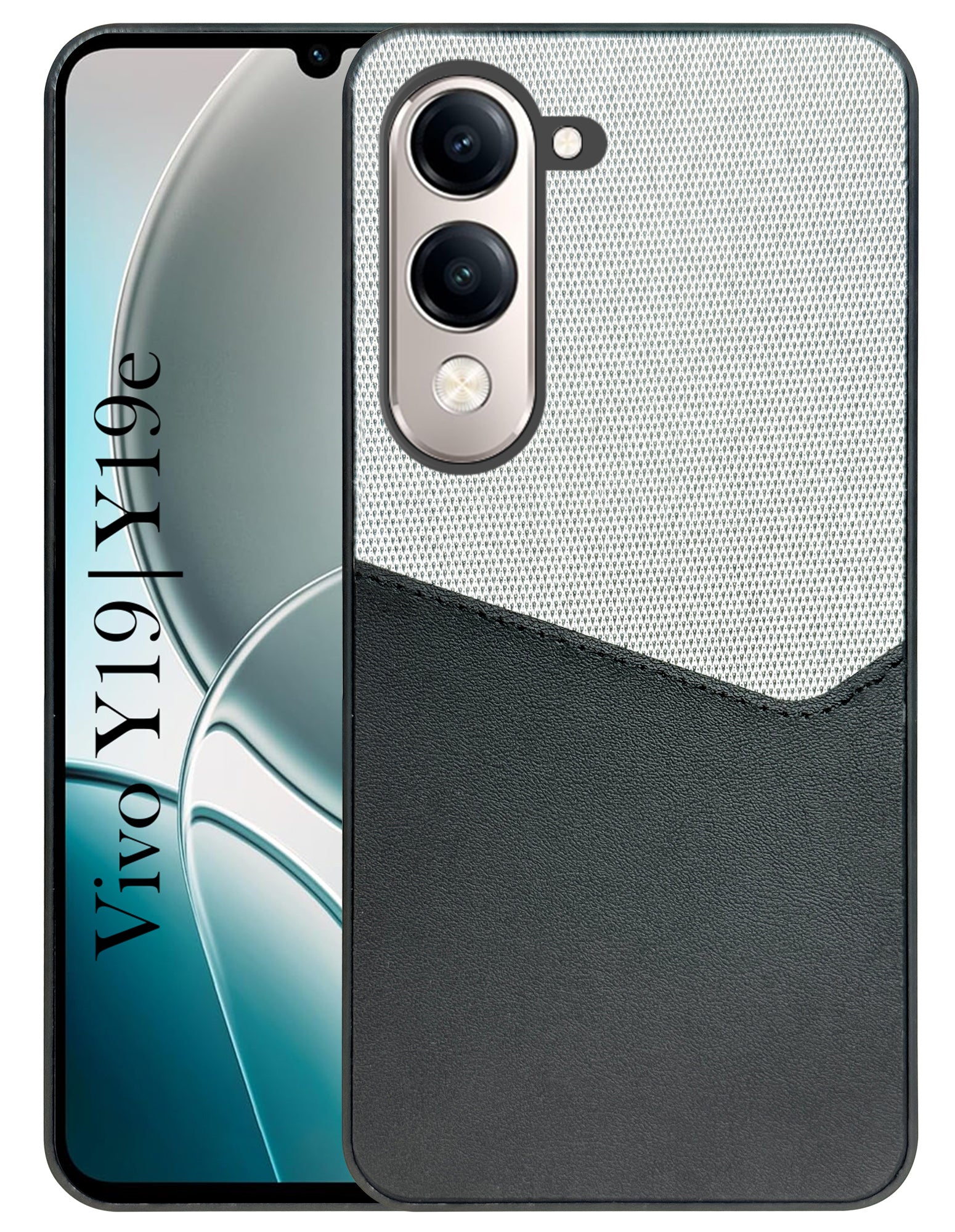 For Vivo Y19 | Vivo Y19e Back Cover Case (Dual PU Leather Stitch | Professional Minimalist | Soft and Flexible)
