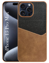 For Apple iPhone 15 Pro Max Back Cover Case (Dual PU Leather Stitch | Professional Minimalist | Soft and Flexible)