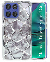 For Motorola Moto Edge 60 Stylus Back Cover Case Compatible With ( Dual Design Glitter Sparkle and Detachable Diamond Print Case | Soft and Flexible)