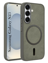 For Samsung Galaxy S25 Back Cover Case (Sleek Leather Finish | MagSafe Compatible Wireless Charging | Camera Bump Protection)