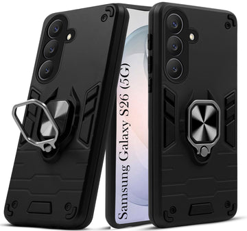 For Samsung Galaxy S26 5G Back Cover Case Hybrid Armor (Shockproof Dual Layer Polycarbonate |Ring Holder Kickstand)
