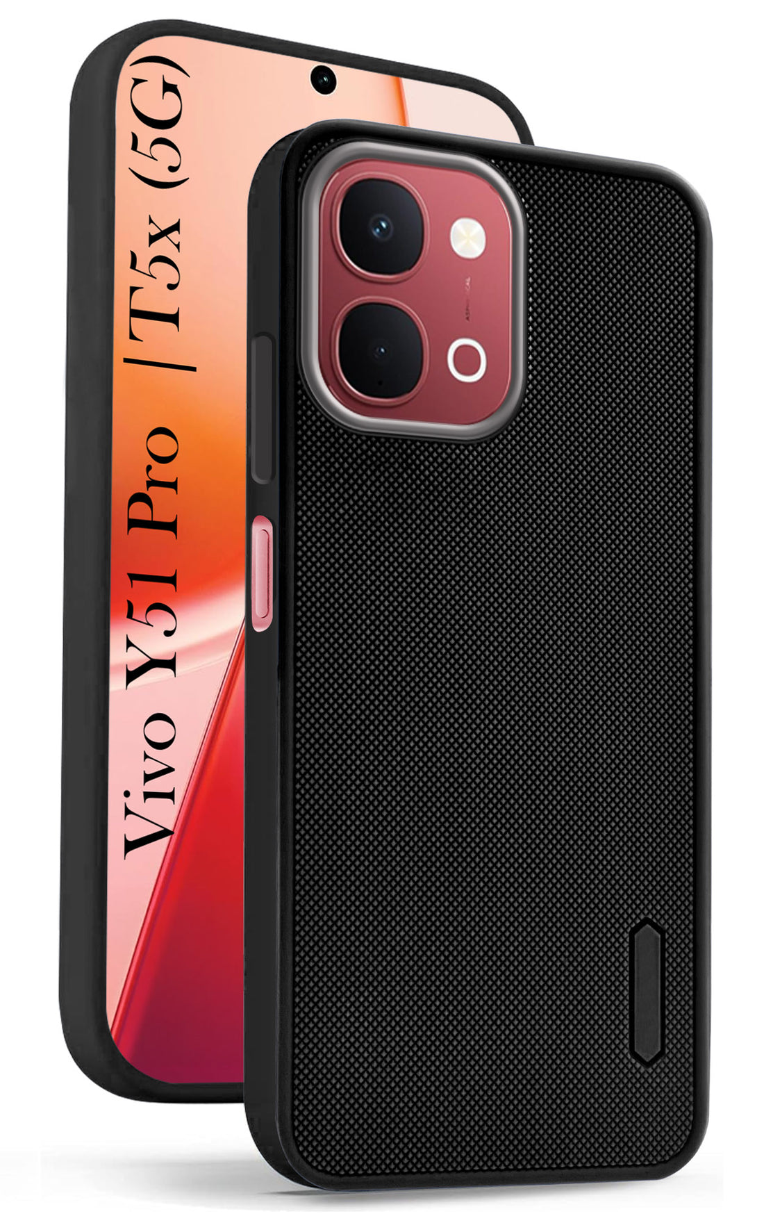 For Vivo Y51 Pro 5G | Vivo T5x Back Cover Case Rubberised (Textured Grip Design | Micro-Fiber Cloth Inside | Slim and Light Weight | Soft Touch and Feel)