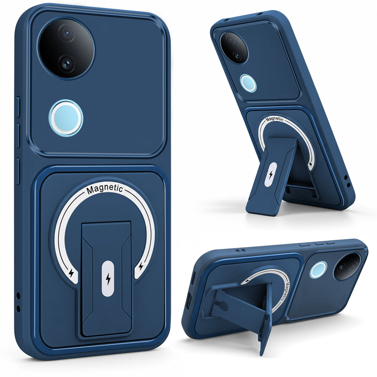 For Vivo iQOO Z10R Back Case Cover Metallic (Hybrid Armor Kickstand | MagSafe Compatible | Camera Protection Shockproof)