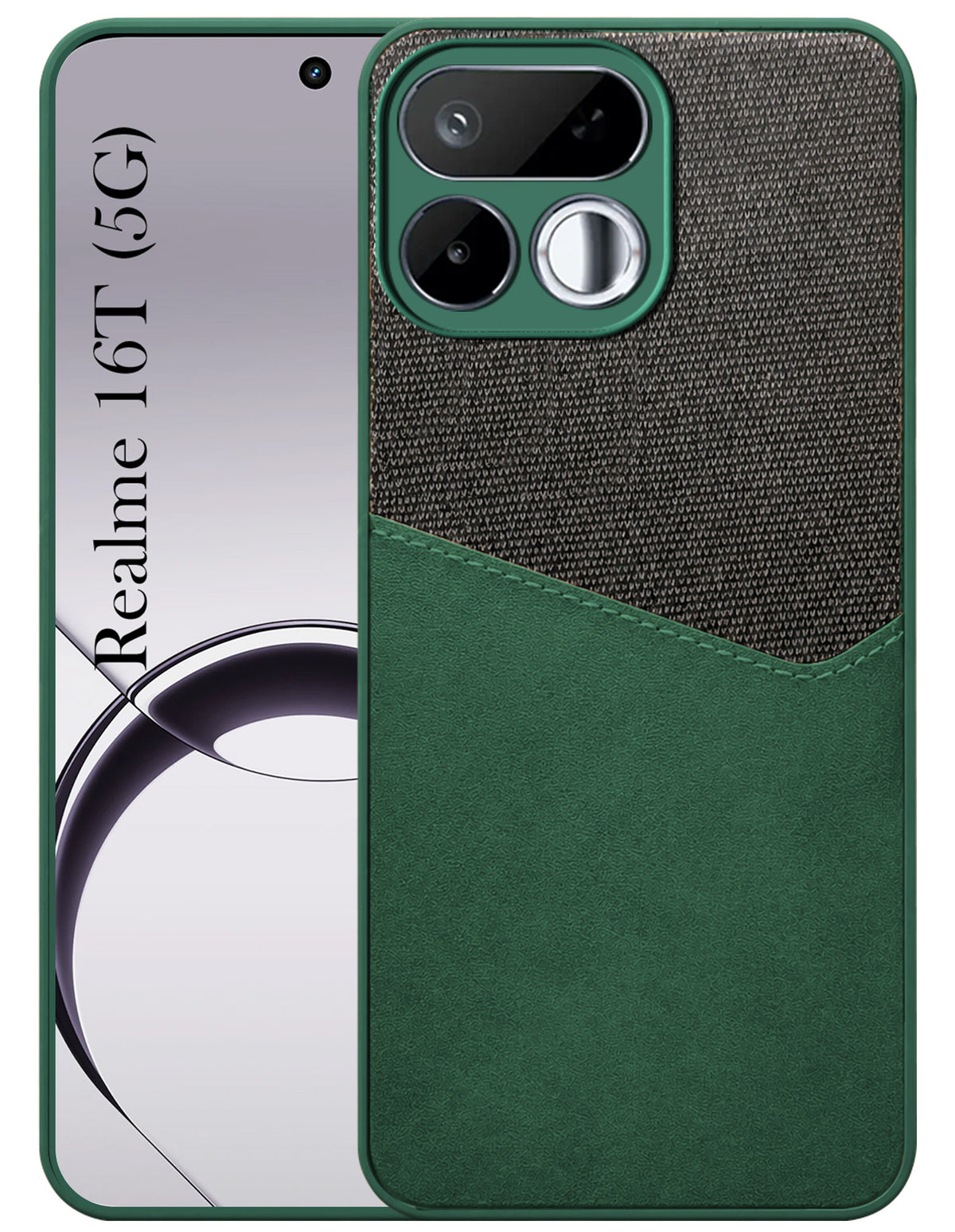 For Realme 16T 5G Back Cover Case (Dual PU Leather Stitch | Professional Minimalist | Soft and Flexible)