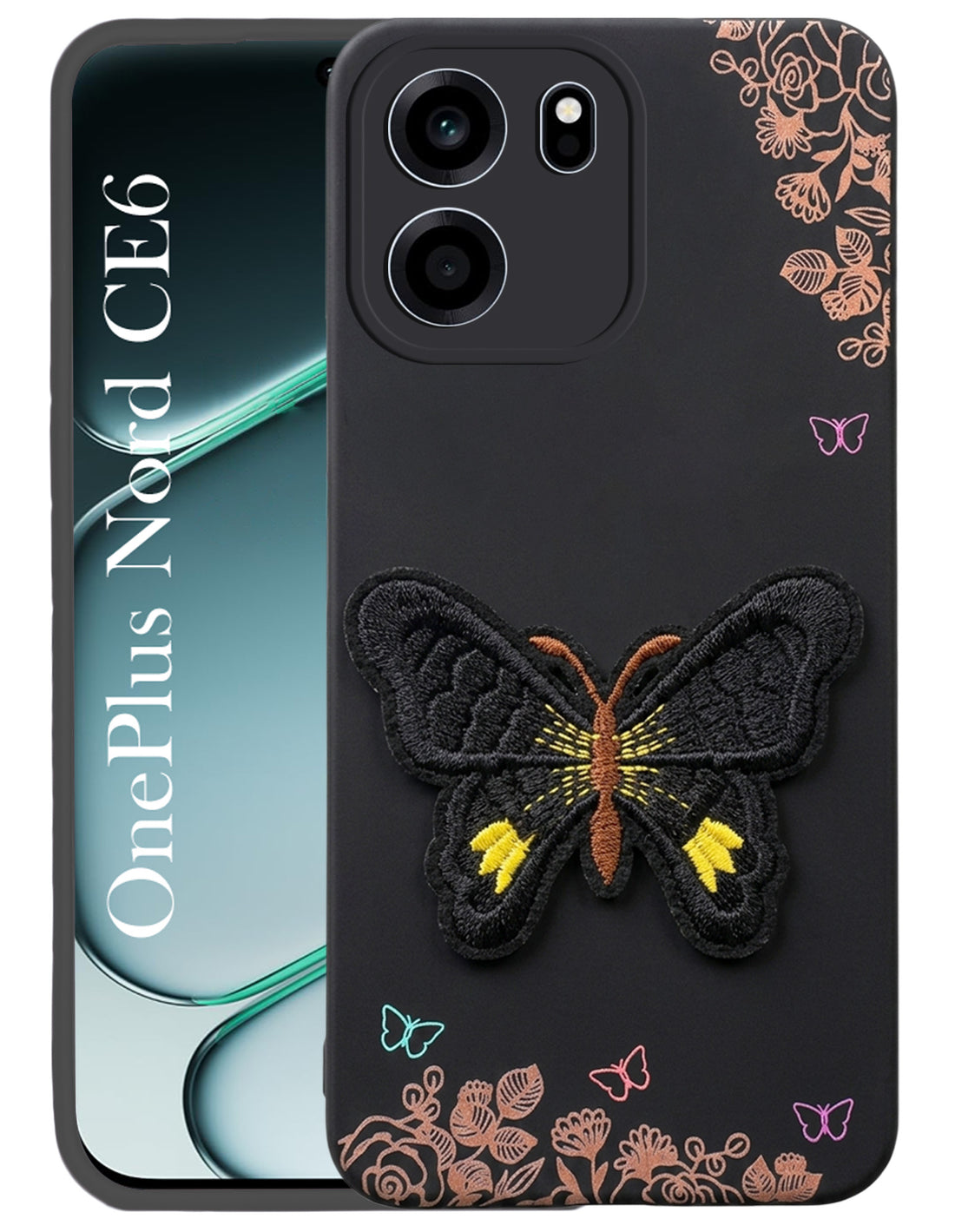 For Oneplus Nord CE 6 Back Cover Case (Soft Butterfly Embroidery | Women Teen Girls | Camera Protection| Matte Silicone)