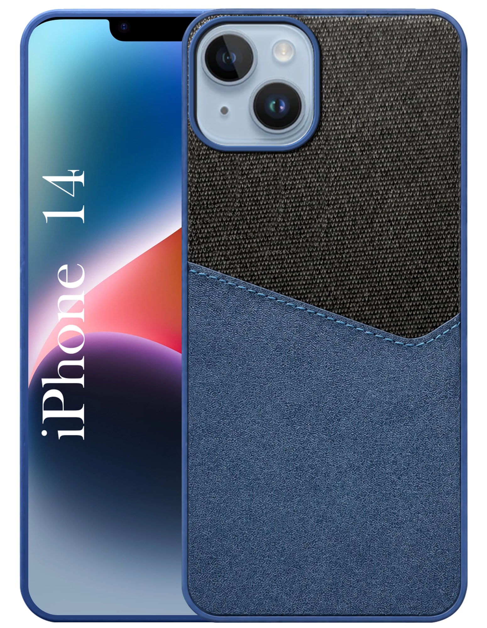 For iPhone 14 Back Cover Case (Dual PU Leather Stitch | Professional Minimalist | Soft and Flexible)