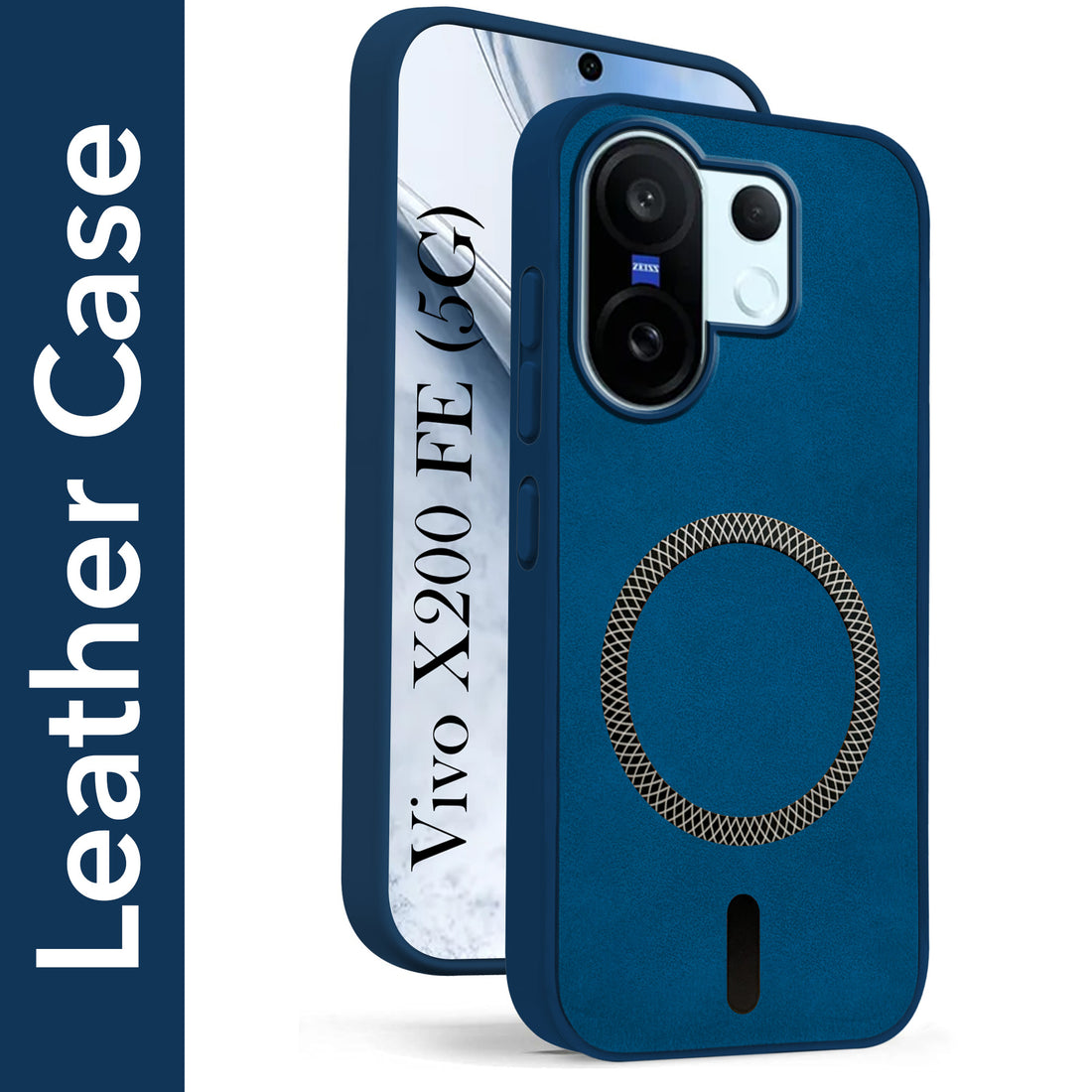 For Vivo X200 FE Back Cover Case Leather Finish (MagSafe Compatible Wireless Charging | Soft Touch | Camera Bump Protection)