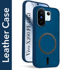 For Vivo X200 FE Back Cover Case Leather Finish (MagSafe Compatible Wireless Charging | Soft Touch | Camera Bump Protection)