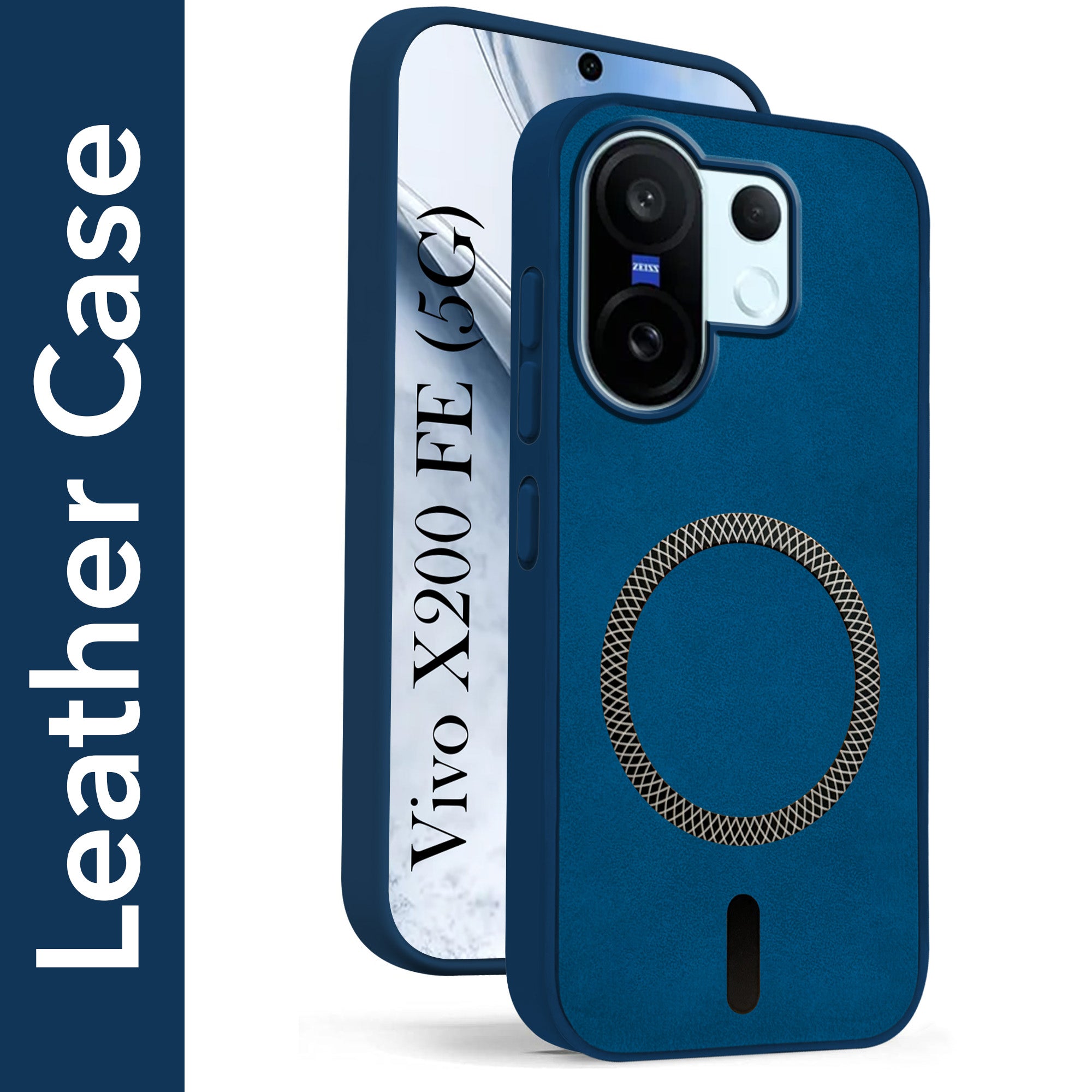 For Vivo X200 FE Back Cover Case Leather Finish (MagSafe Compatible Wireless Charging | Soft Touch | Camera Bump Protection)