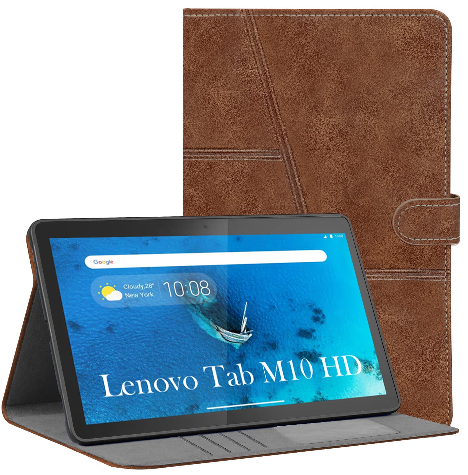 For Flip Cover Folio Case Lenovo Tab M10 HD (TB-X306X) 12 Inch (PU Leather | Multi-Angle Smart Stand | Card Storage Slots | Silicone Back Pouch)