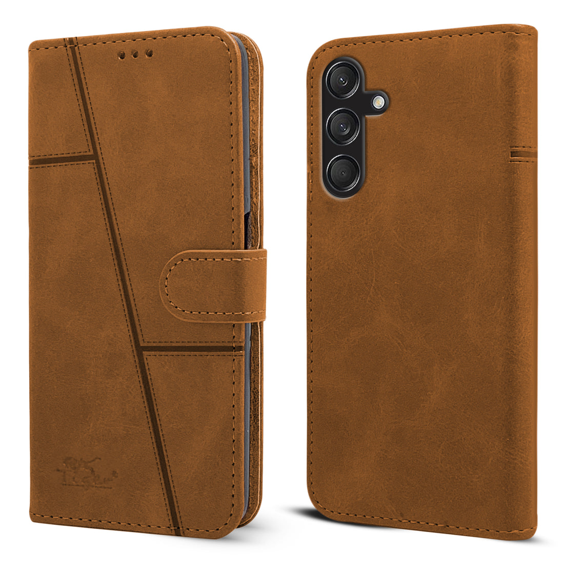 For Samsung Galaxy M55 5G | F55 5G | M55s Flip Cover Case (Stitched Leather with Magnetic Closure | Black)