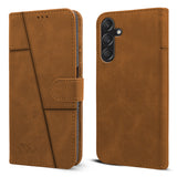 For Samsung Galaxy F55 5G | M55 5G Flip Cover Case (Stitched Leather with Magnetic Closure | Black)