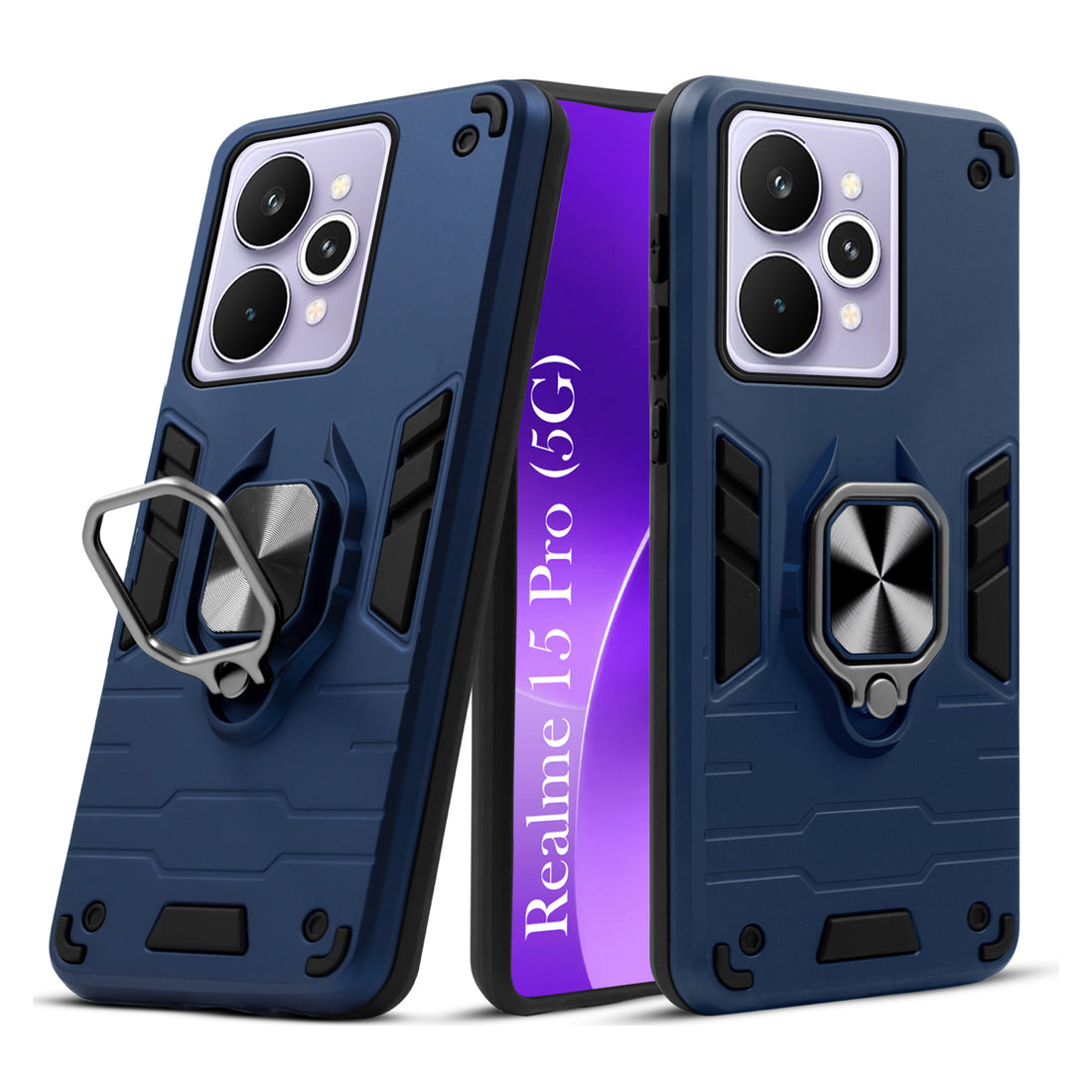 For Realme 15 Pro Back Cover Case Hybrid Armor (Shockproof Dual Layer Polycarbonate |Ring Holder Kickstand)