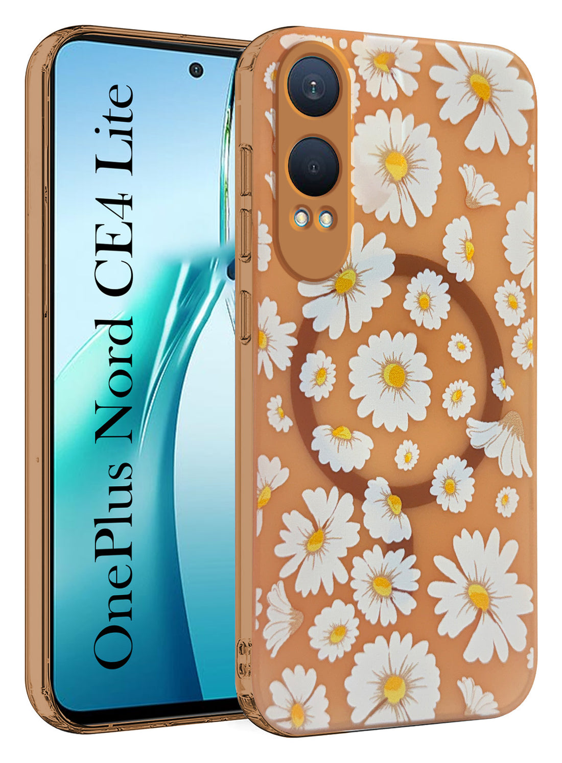 For OnePlus Nord CE 4 Lite Back Cover Case (Cute Floral Design | Flower Print for Girls | MagSafe Compatible Wireless Charging)